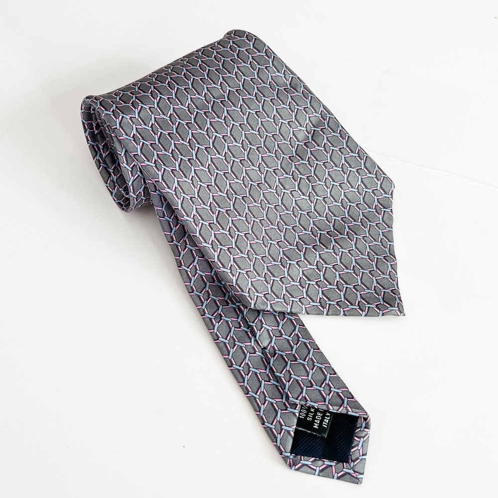 Prada 100% Silk Gray Men’s Tie Vintage